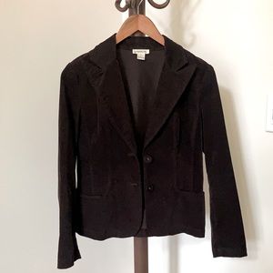 Harold’s Women’s two button brown velvet blazer.